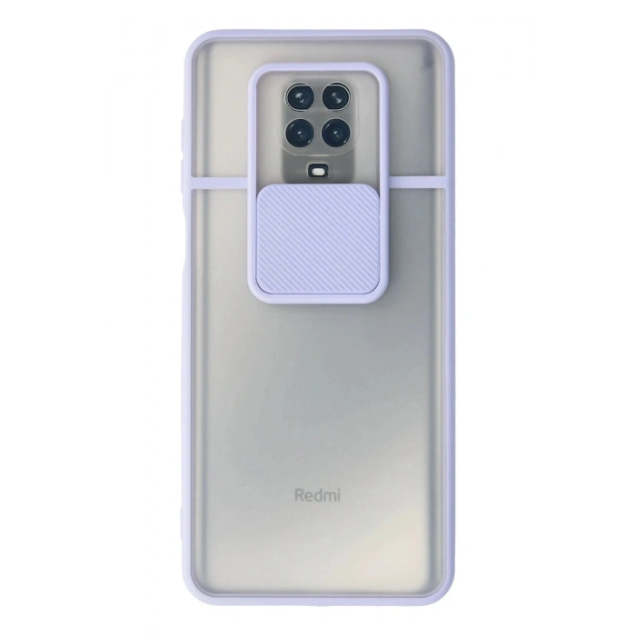 Durukar®   Redmi Note 9 Pro Kılıf Palm Buzlu Kamera Sürgülü Silikon - Lila
