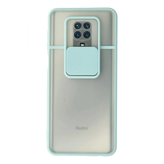 Durukar®   Redmi Note 9 Pro Kılıf Palm Buzlu Kamera Sürgülü Silikon - Turkuaz