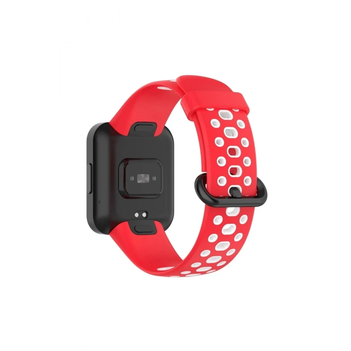 Durukar®   Redmi Watch 2 Spor Delikli Kordon - Kırmızı-Beyaz