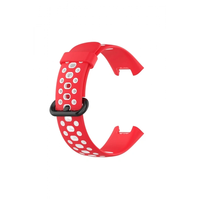 Durukar®   Redmi Watch 2 Spor Delikli Kordon - Kırmızı-Beyaz