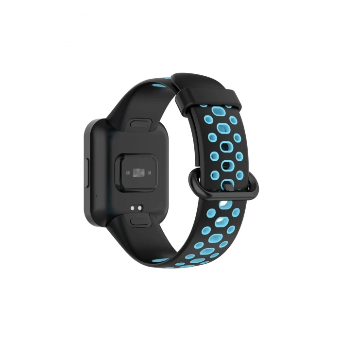 Durukar®   Redmi Watch 2 Spor Delikli Kordon - Siyah-Mavi