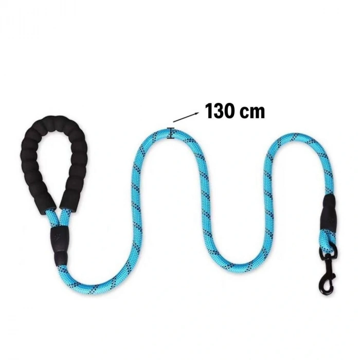 Durukar® Reflektörlü Fosforlu Köpek Gezdirme Halatı Tasma Kayışı Metal Kancalı 130 cm