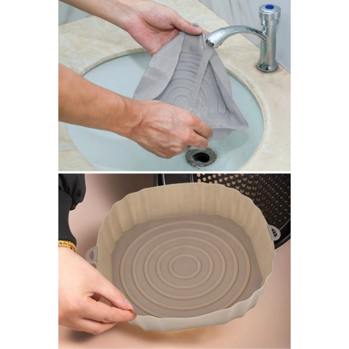 Durukar® Renkli Isıya Dayanıklı Yıkanılabilir Silikon Fırın  Airfryer Kare Model Pişirme Matı 20 cm