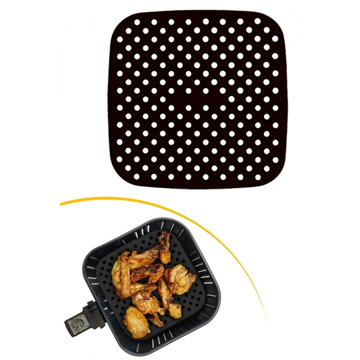 Durukar® Renkli Isıya Dayanıklı Yıkanılabilir Silikon Fırın Ve Airfryer Kare Pişirme Matı 21,5 Cm