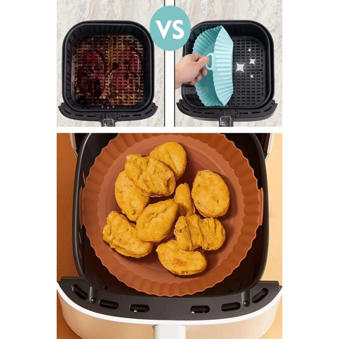 Durukar® Renkli Isıya Dayanıklı Yıkanılabilir Silikon Fırın Ve Airfryer Yuvarlak Model Pişirme Matı 20 Cm