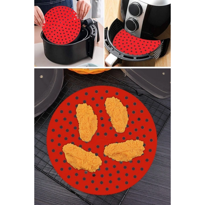 Durukar® Renkli Isıya Dayanıklı Yıkanılabilir Silikon Fırın Ve Airfryer Yuvarlak Pişirme Matı 20 Cm