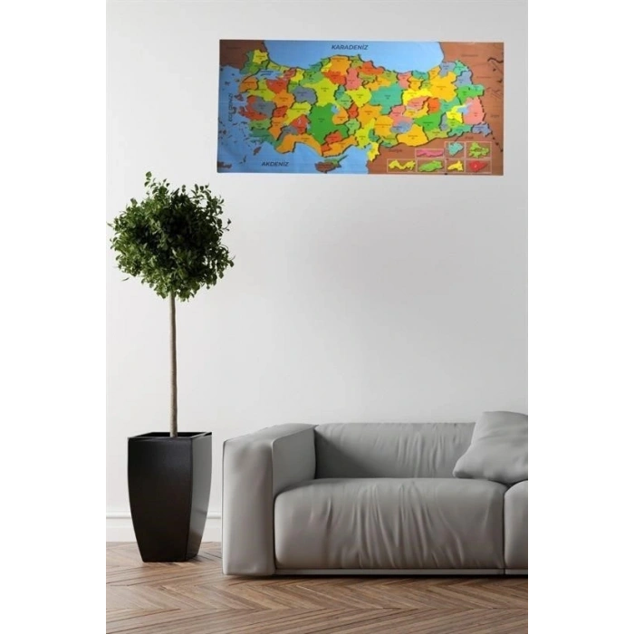 Durukar® Colored Magnetic Turkey Map Wall Sticker That Does Not Require Glue 118 CM * 56 CM