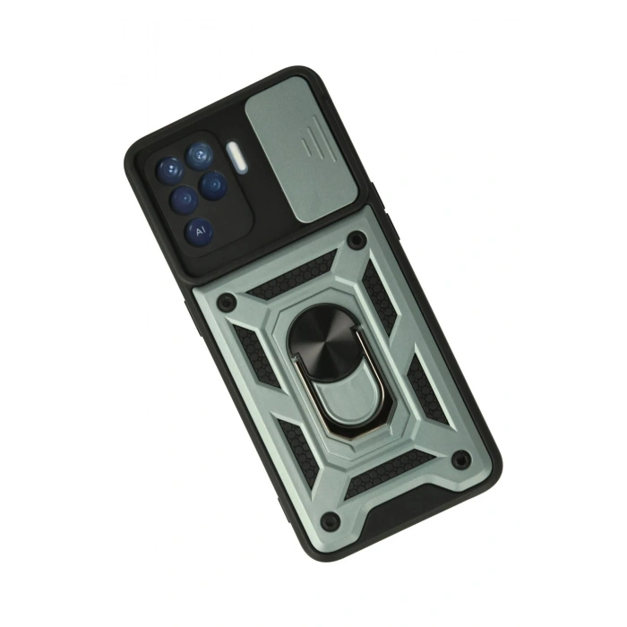 Durukar®   Reno 5 Lite Kılıf Pars Lens Yüzüklü Silikon - Yeşil