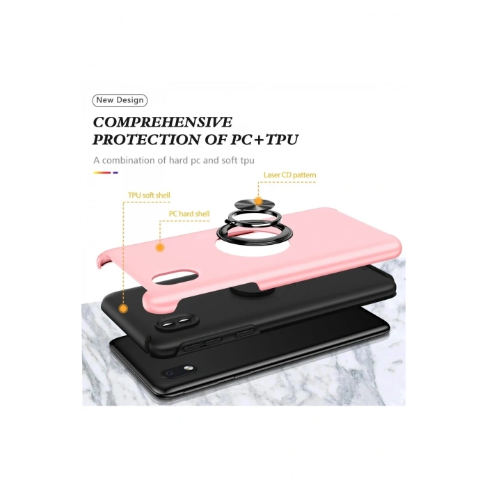 Durukar®  Samsung Galaxy A01 Core Kılıf Elit Yüzüklü Kapak - Pembe