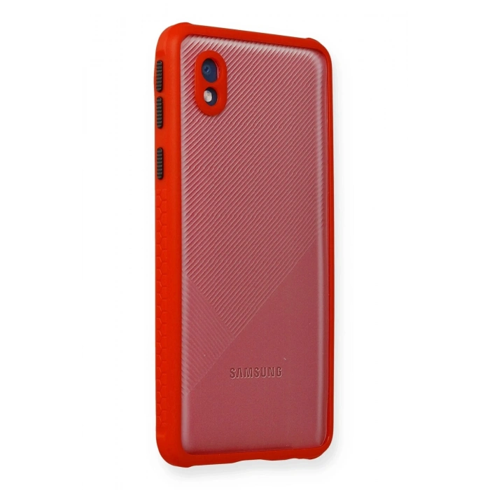 Durukar®  Samsung Galaxy A01 Core Kılıf Miami Şeffaf Silikon - Kırmızı