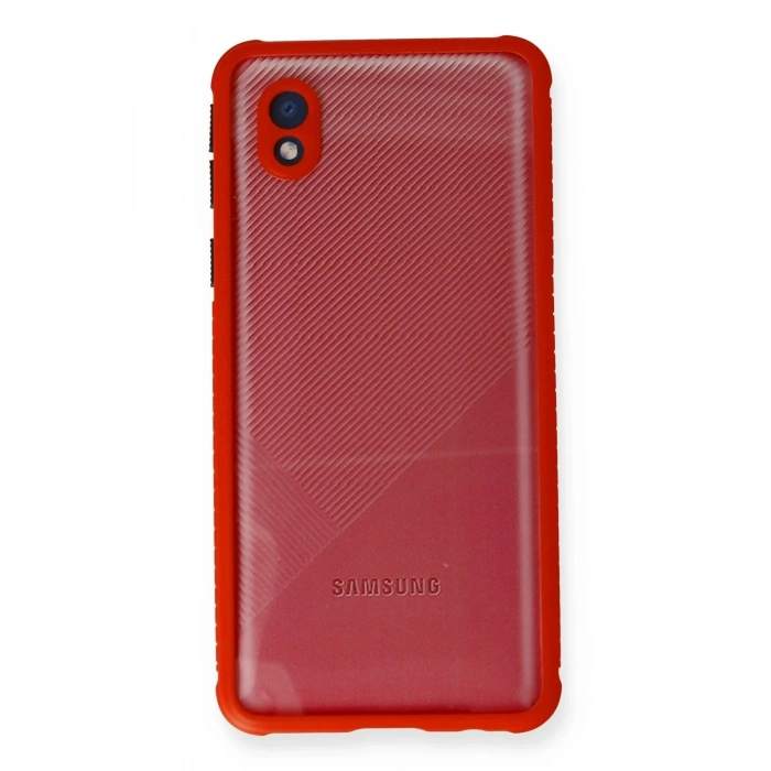 Durukar®  Samsung Galaxy A01 Core Kılıf Miami Şeffaf Silikon - Kırmızı