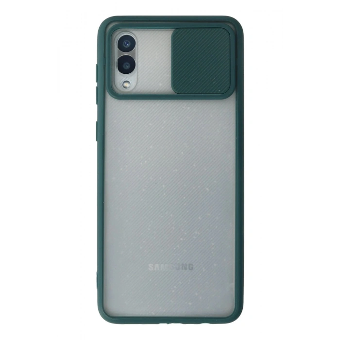 Durukar®  Samsung Galaxy A02 Kılıf Palm Buzlu Kamera Sürgülü Silikon - Yeşil