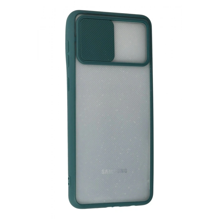 Durukar®  Samsung Galaxy A02 Kılıf Palm Buzlu Kamera Sürgülü Silikon - Yeşil