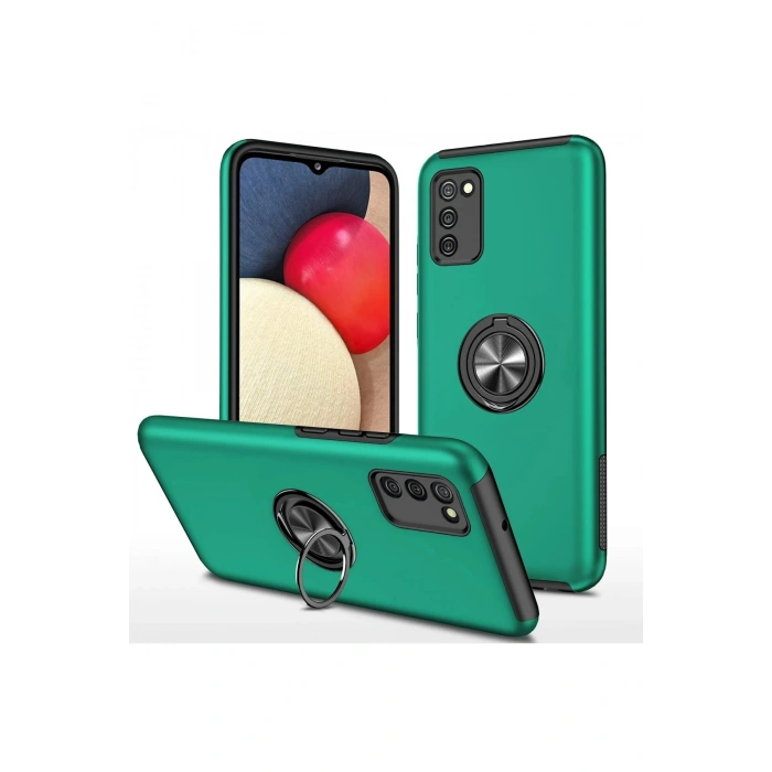 Durukar®  Samsung Galaxy A02S Kılıf Elit Yüzüklü Kapak - Yeşil