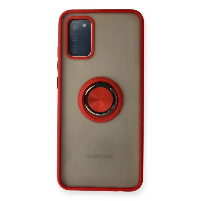 Durukar®  Samsung Galaxy A02S Kılıf Montreal Yüzüklü Silikon Kapak - Kırmızı