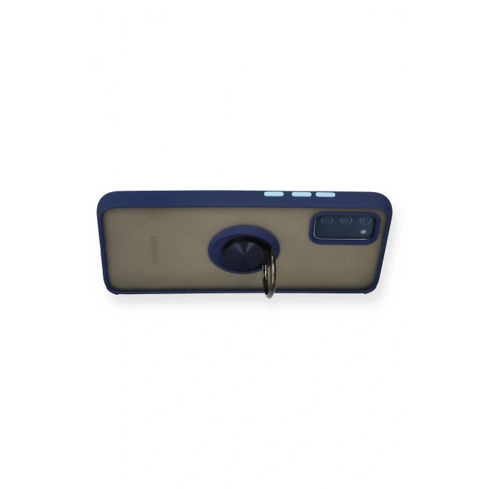 Durukar®  Samsung Galaxy A02S Kılıf Montreal Yüzüklü Silikon Kapak - Lacivert