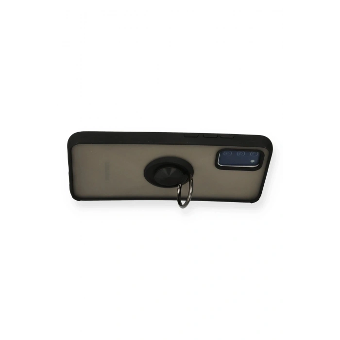 Durukar®  Samsung Galaxy A02S Kılıf Montreal Yüzüklü Silikon Kapak - Siyah