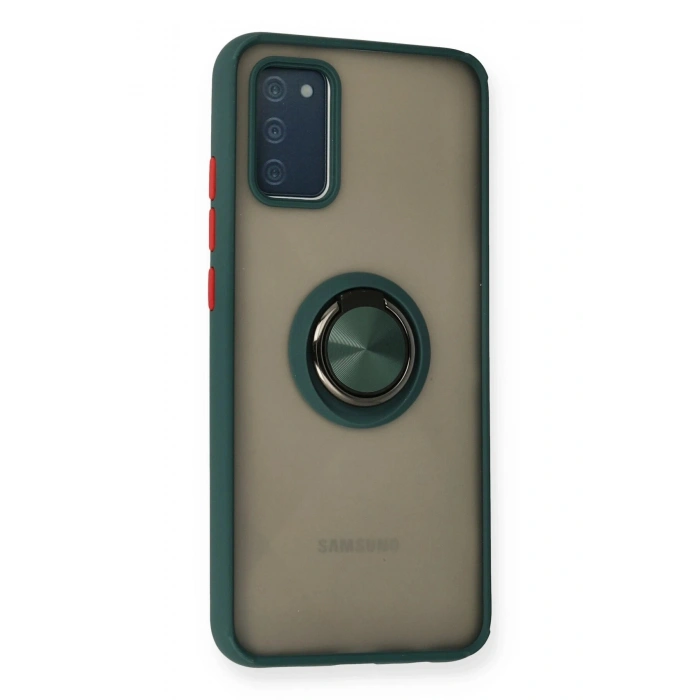 Durukar®  Samsung Galaxy A02S Kılıf Montreal Yüzüklü Silikon Kapak - Yeşil