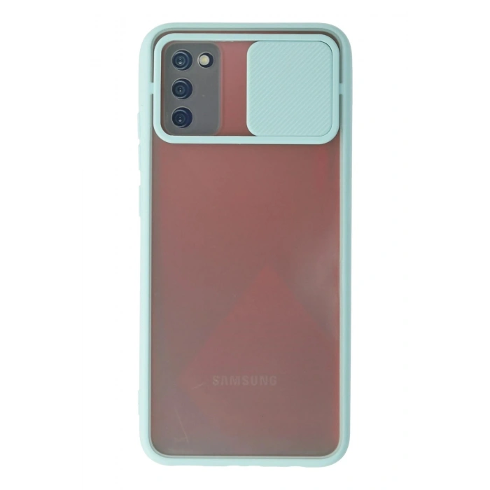 Durukar®  Samsung Galaxy A02S Kılıf Palm Buzlu Kamera Sürgülü Silikon - Turkuaz