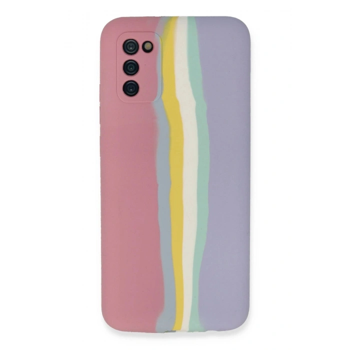 Durukar®  Samsung Galaxy A03S Kılıf Ebruli Lansman Silikon - Pembe-Lila