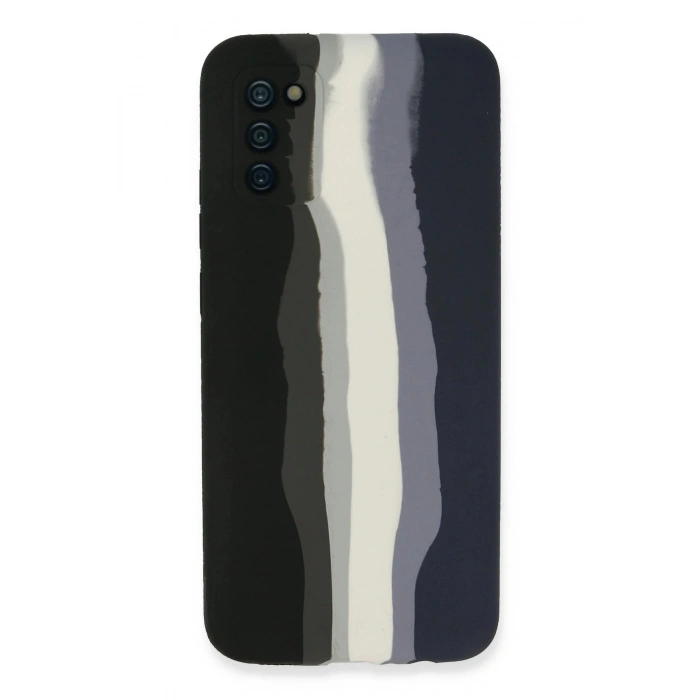 Durukar®  Samsung Galaxy A03S Kılıf Ebruli Lansman Silikon - Siyah-Lacivert