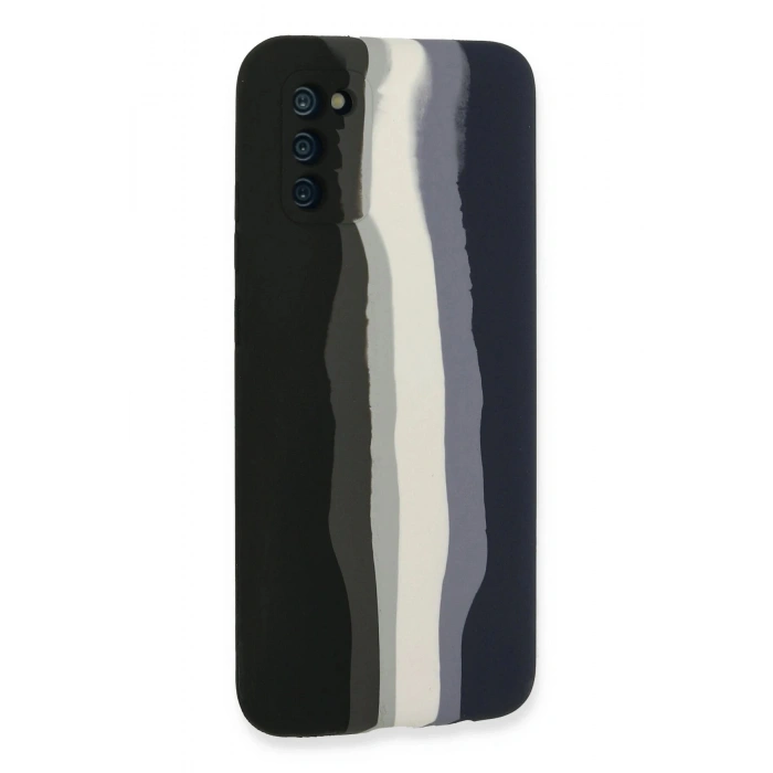 Durukar®  Samsung Galaxy A03S Kılıf Ebruli Lansman Silikon - Siyah-Lacivert
