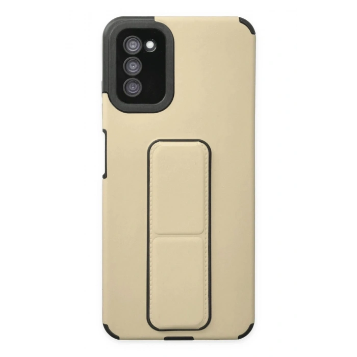 Durukar®  Samsung Galaxy A03S Kılıf Mega Standlı Silikon - Gold