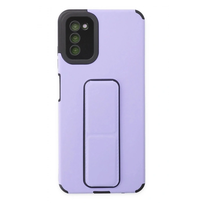Durukar®  Samsung Galaxy A03S Kılıf Mega Standlı Silikon - Lila