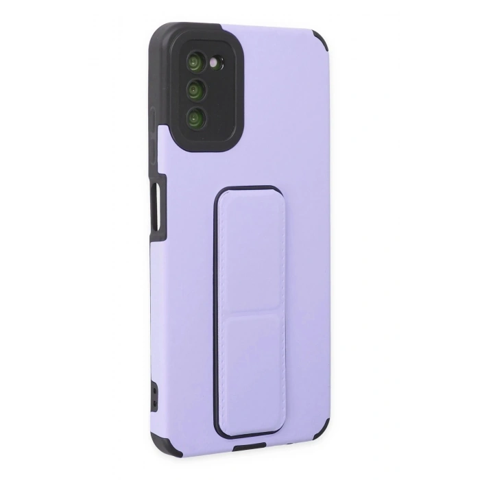 Durukar®  Samsung Galaxy A03S Kılıf Mega Standlı Silikon - Lila