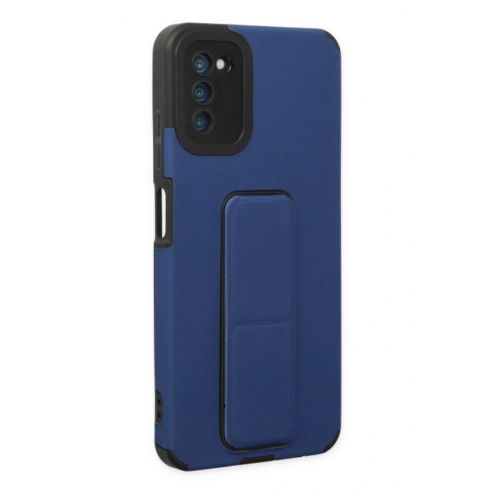 Durukar®  Samsung Galaxy A03S Kılıf Mega Standlı Silikon - Mavi