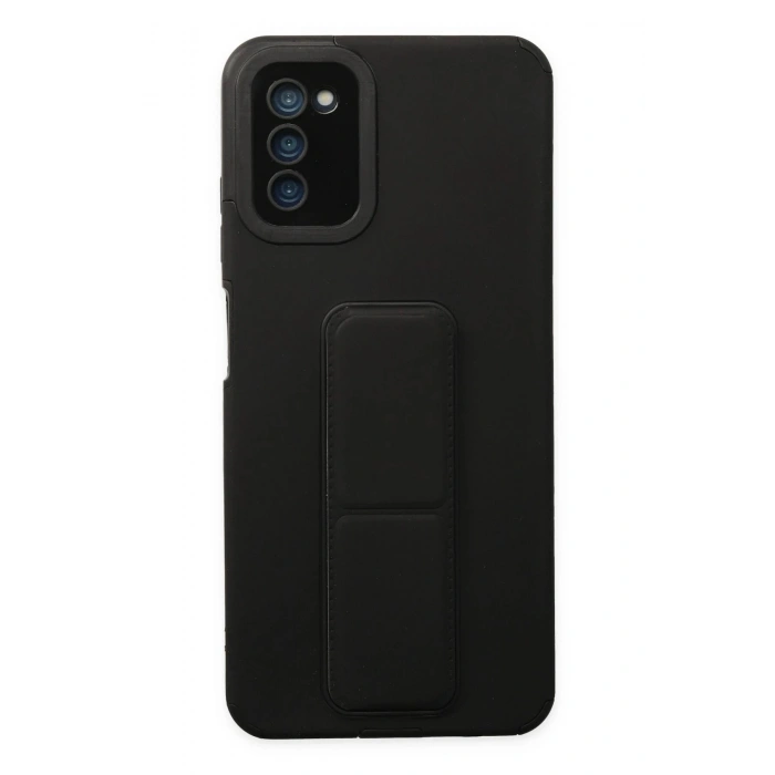 Durukar®  Samsung Galaxy A03S Kılıf Mega Standlı Silikon - Siyah