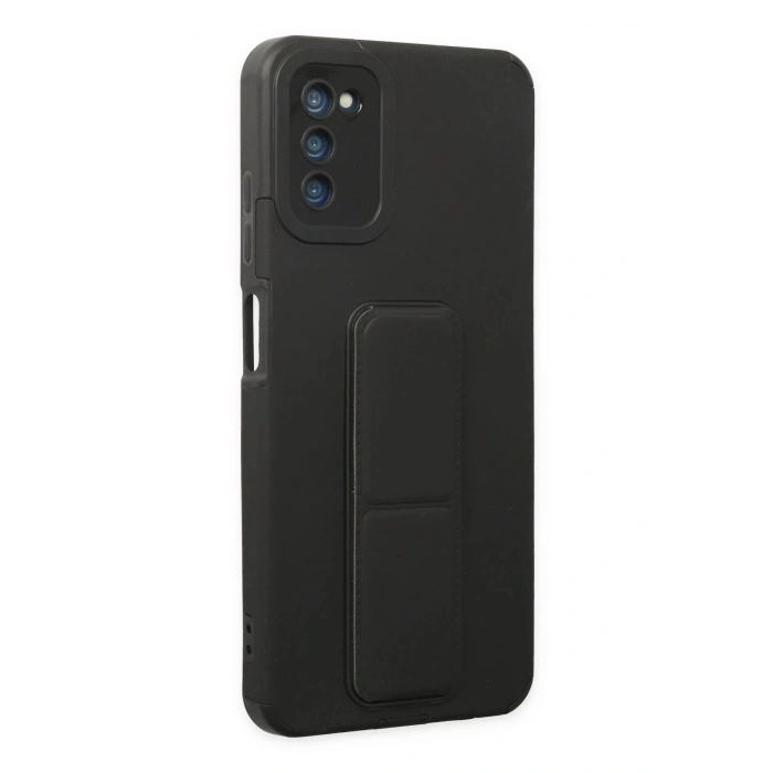 Durukar®  Samsung Galaxy A03S Kılıf Mega Standlı Silikon - Siyah