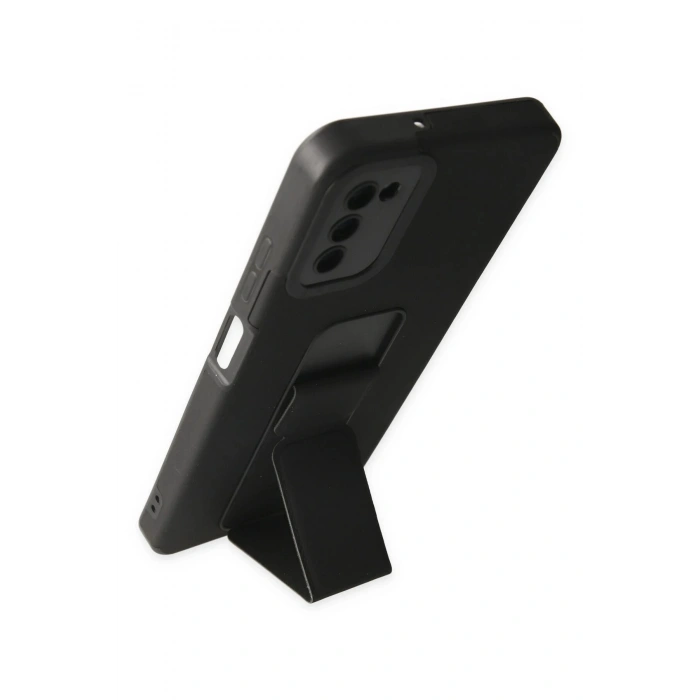 Durukar®  Samsung Galaxy A03S Kılıf Mega Standlı Silikon - Siyah