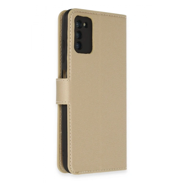 Durukar®  Samsung Galaxy A03S Kılıf Trend S Plus Kapaklı Kılıf - Gold