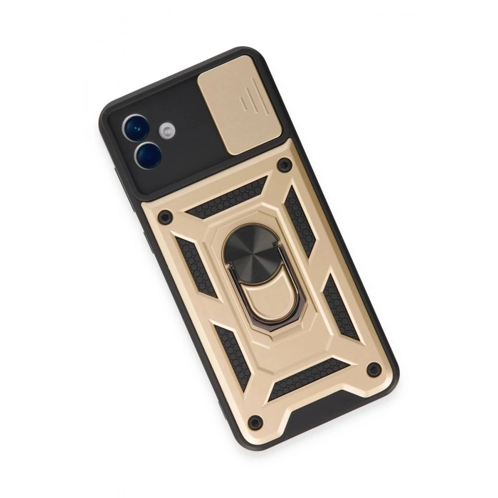Durukar®  Samsung Galaxy A04E Kılıf Pars Lens Yüzüklü Silikon - Gold
