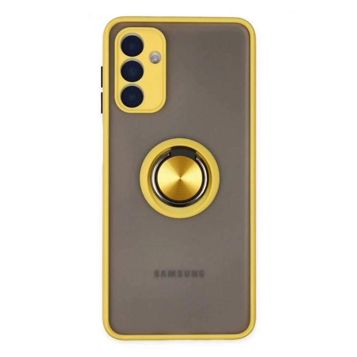 Durukar®  Samsung Galaxy A04S Kılıf Montreal Yüzüklü Silikon Kapak - Sarı