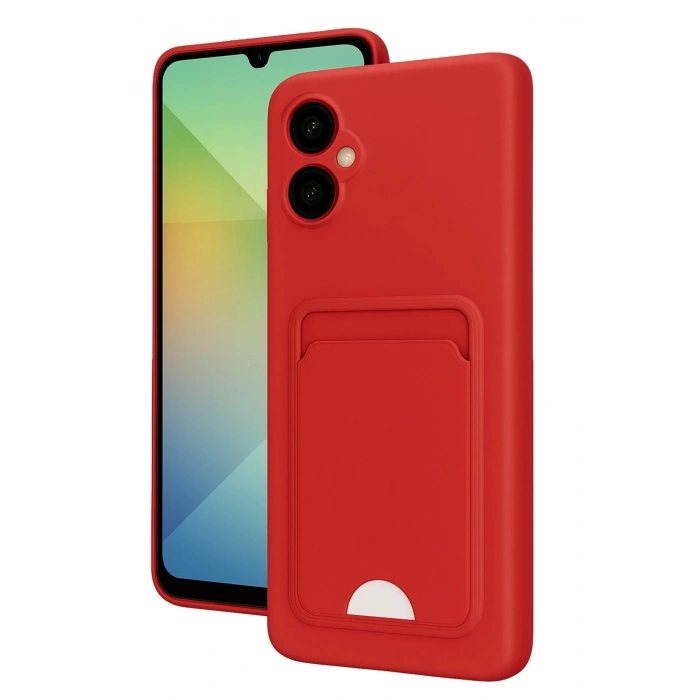 Durukar®  Samsung Galaxy A06 Kılıf Kelvin Kartvizitli Silikon - Kırmızı