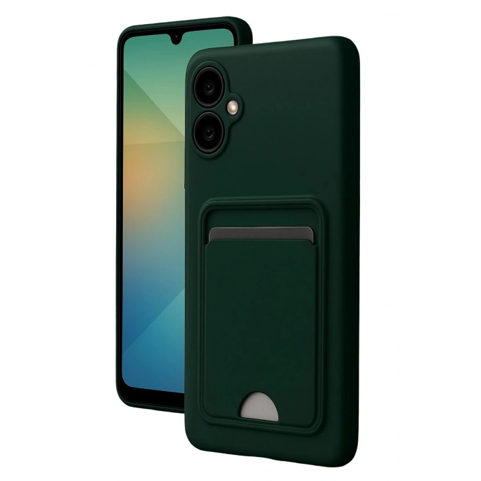 Durukar®  Samsung Galaxy A06 Kılıf Kelvin Kartvizitli Silikon - Koyu Yeşil