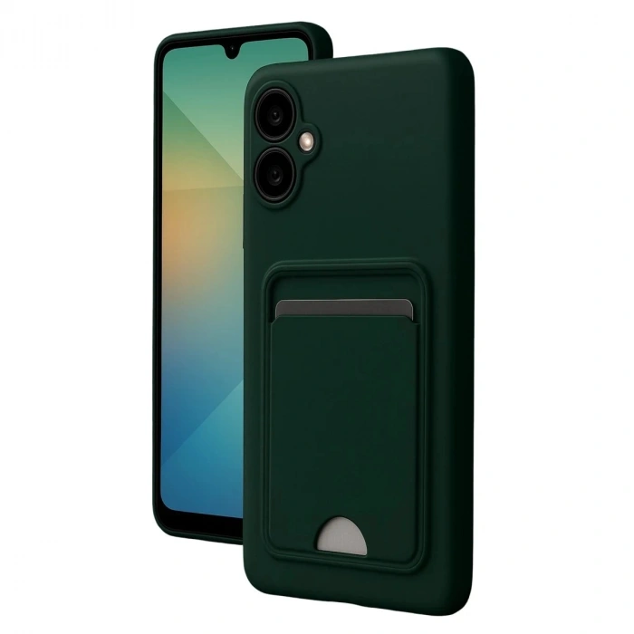 Durukar®  Samsung Galaxy A06 Kılıf Kelvin Kartvizitli Silikon - Koyu Yeşil