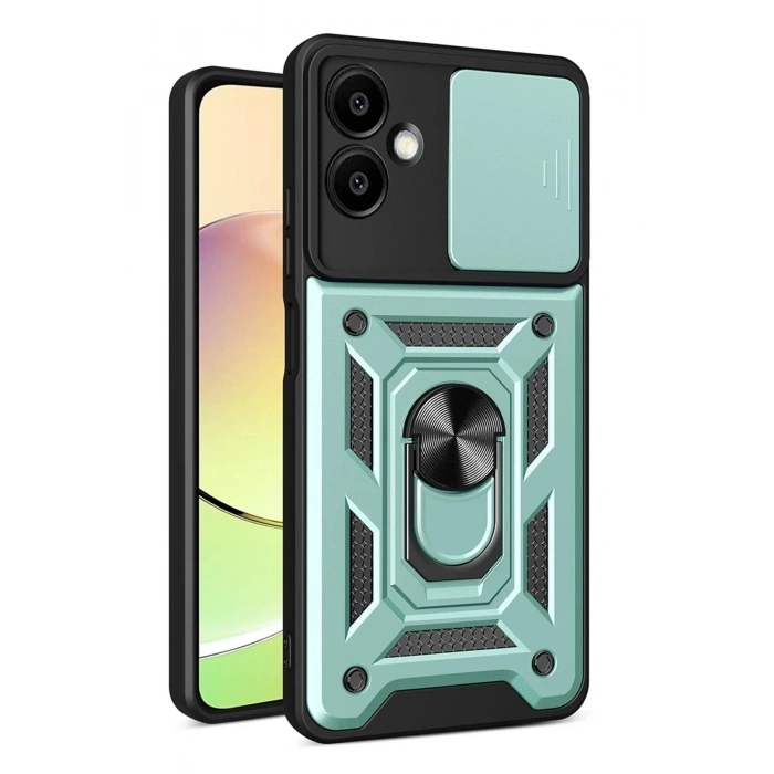 Durukar®  Samsung Galaxy A07 4G Pars Lens Yüzüklü Silikon - Yeşil