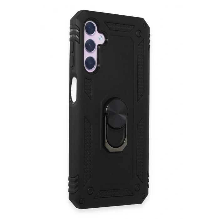 Durukar®  Samsung Galaxy A14 4G Kılıf Sofya Yüzüklü Silikon Kapak - Siyah