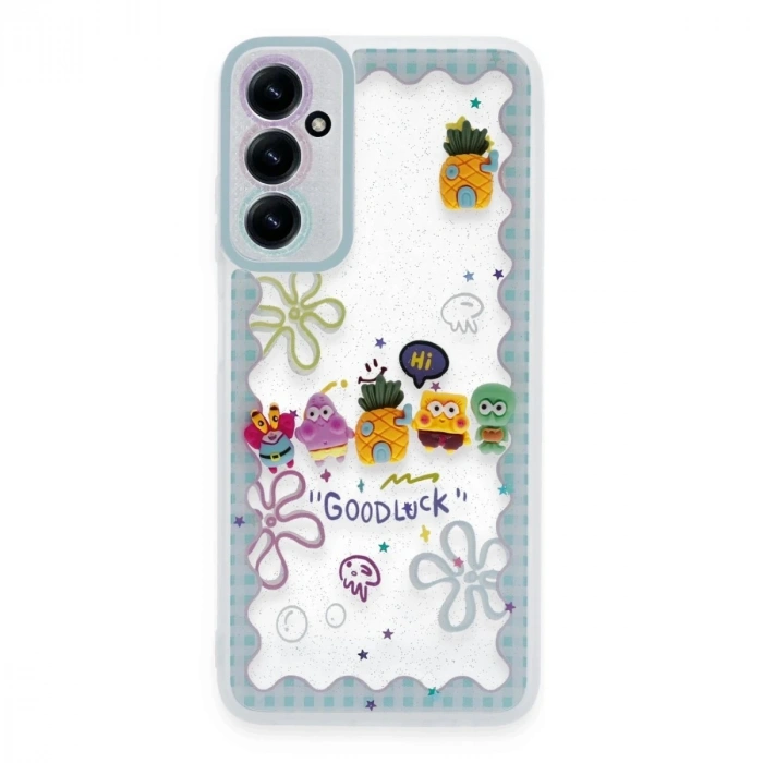 Durukar®  Samsung Galaxy A15 4G Kılıf Sweet Desenli Silikon Kapak - Açık Mavi