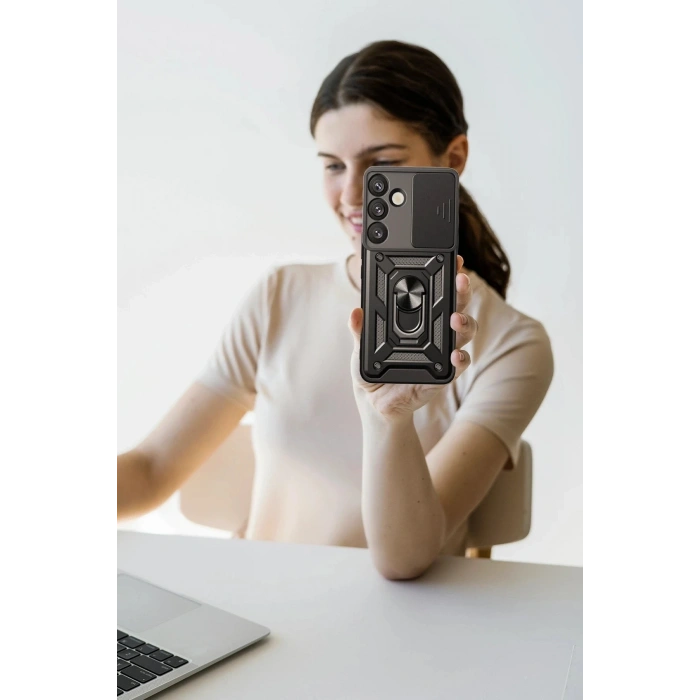 Durukar®  Samsung Galaxy A17 5G Pars Lens Yüzüklü Silikon - Siyah