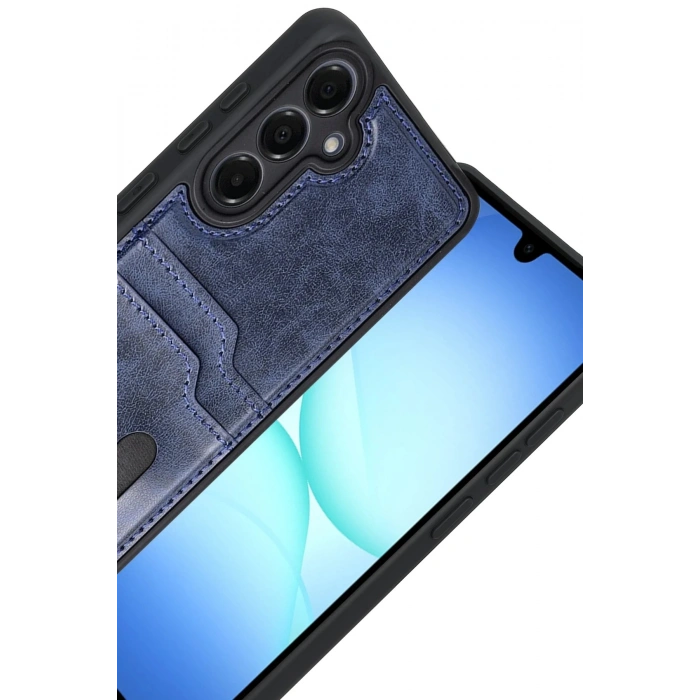 Durukar®  Samsung Galaxy A17 5G Sara Kartvizitli Deri Kılıf - Lacivert