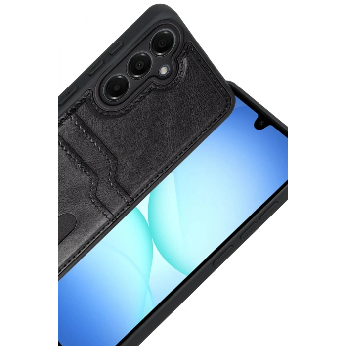 Durukar®  Samsung Galaxy A17 5G Sara Kartvizitli Deri Kılıf - Siyah