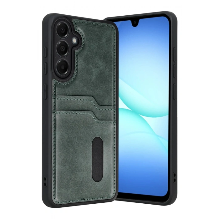 Durukar®  Samsung Galaxy A17 5G Sara Kartvizitli Deri Kılıf - Yeşil