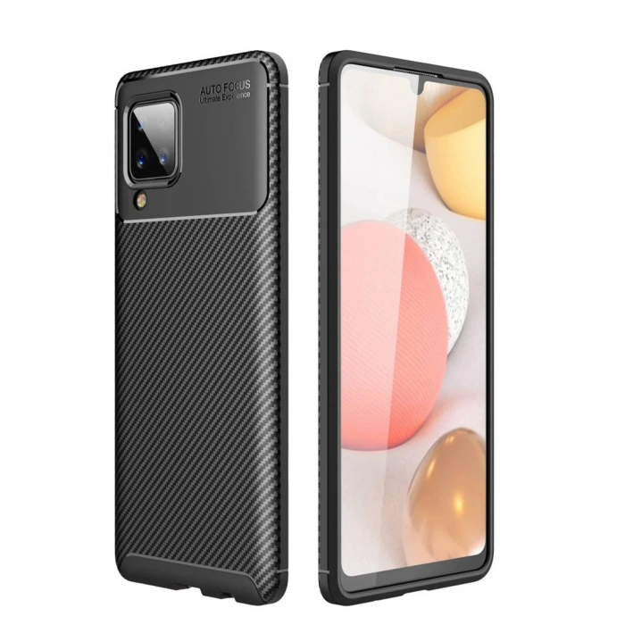 Durukar®  Samsung Galaxy A22 Kılıf Auto Focus Karbon Kapak - Siyah