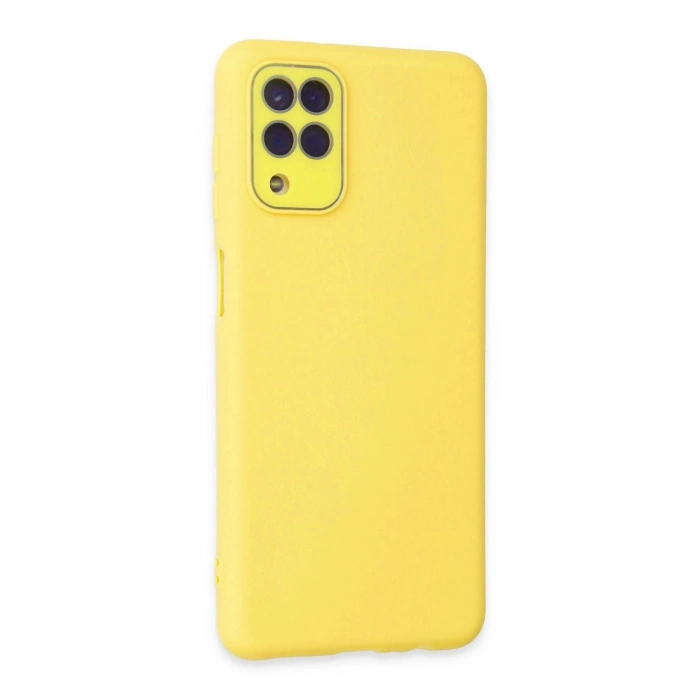 Durukar®  Samsung Galaxy A22 Kılıf Lansman Glass Kapak - Sarı
