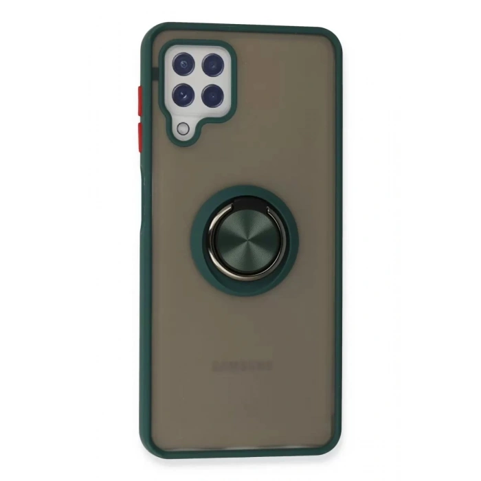 Durukar®  Samsung Galaxy A22 Kılıf Montreal Yüzüklü Silikon Kapak - Yeşil