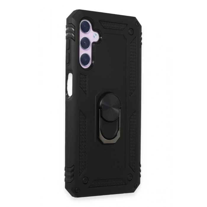 Durukar®  Samsung Galaxy A24 4G Kılıf Sofya Yüzüklü Silikon Kapak - Siyah